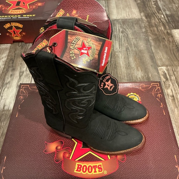 Los Altos Women’s Leather Black Cowboy Boots Size 6.5 - Picture 12 of 16